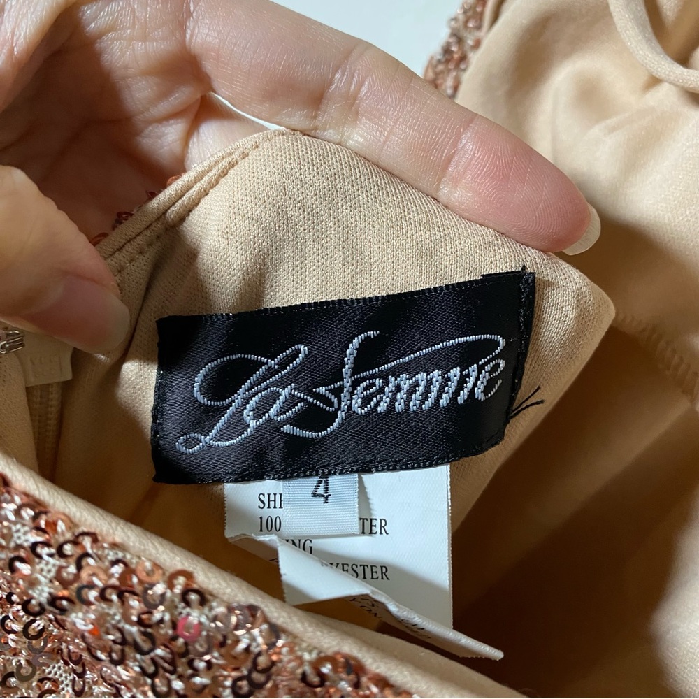 La Femme Sparkling Tan Maxi Dress - Picture 12 of 16